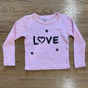 Hannah Sky Denny’s Pink Love Gems Kids Long Sleeve Waffle Shirt 3T LIKE NEW